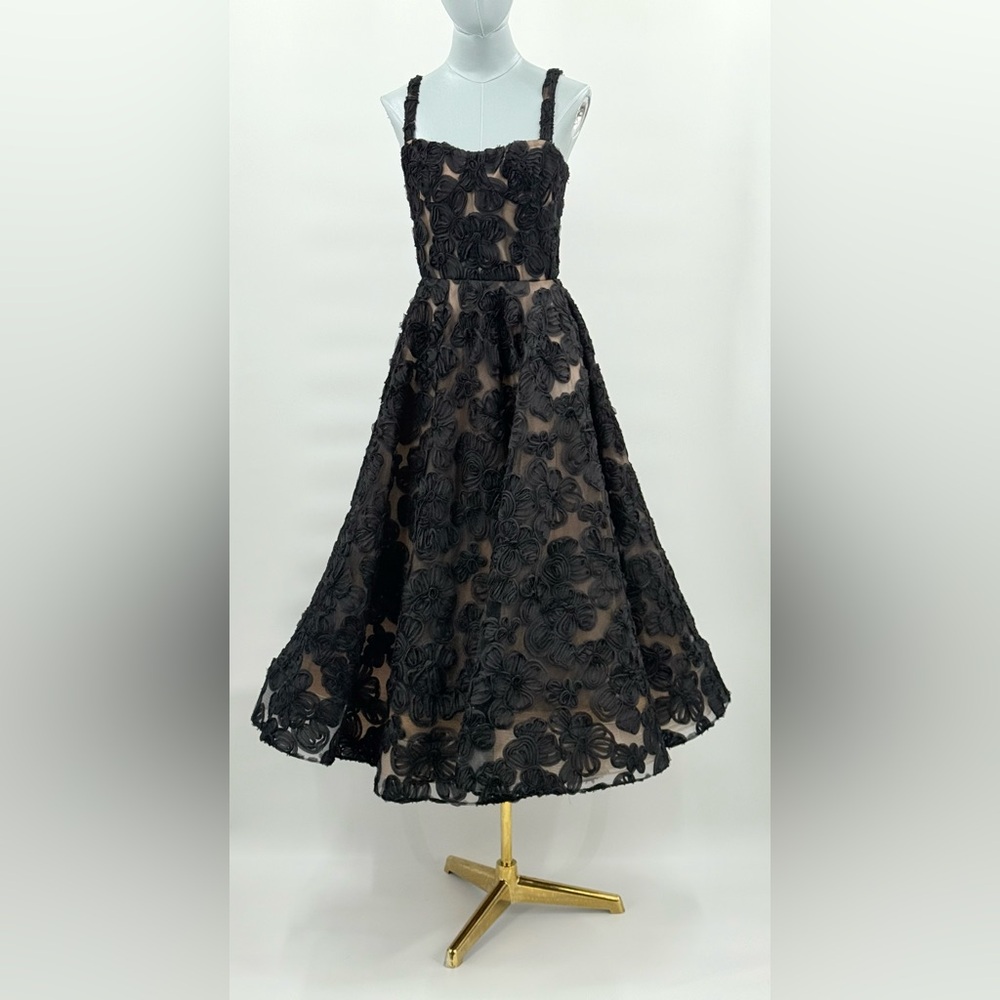 🆕 BRONX & BANCO 🧿 NWOT Sabrina Midi Dress, Black Floral - Sz S / US 4 - Picture 13 of 17